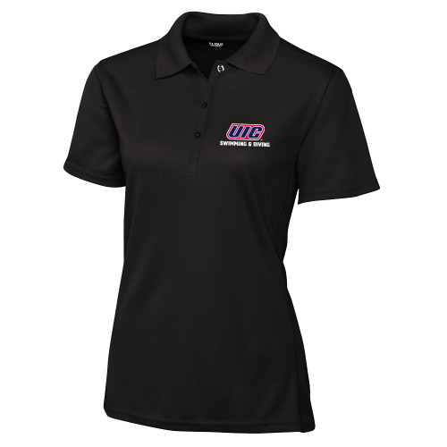  C&B Womens Black Clique Ice Pique Polo - UIC SWIMMING AND DIVING