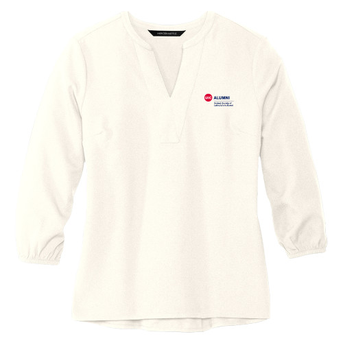  Mercer + Mettle Womens Ivory 3/4 Sleeve Crepe Blouse - Unidad Society of Latine-a-o-x Alumni - UIC