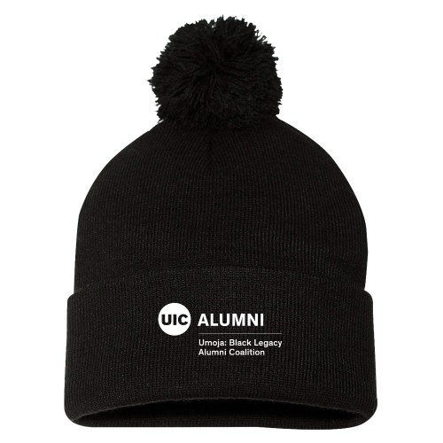  Sportsman Black Pom Pom Cuffed Beanie - UIC Alumni
