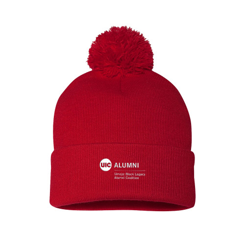  Sportsman Red Pom Pom Cuffed Beanie - UIC Alumni