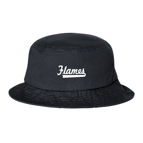  Sportsman Black Bucket Hat - Flames Script