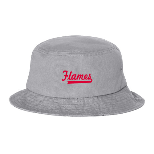  Sportsman Grey Bucket Hat - Flames Script