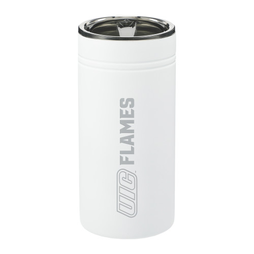  Sherpa Vacuum White Tumbler & Insulator 12oz - UIC Flames Horizontal Engraved