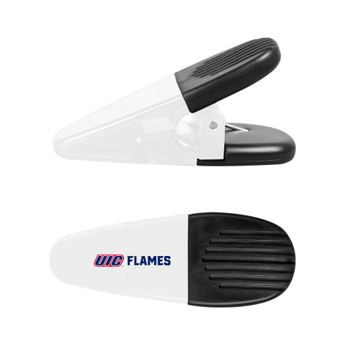  White Crocodile Clip/Magnet - UIC Flames Horizontal