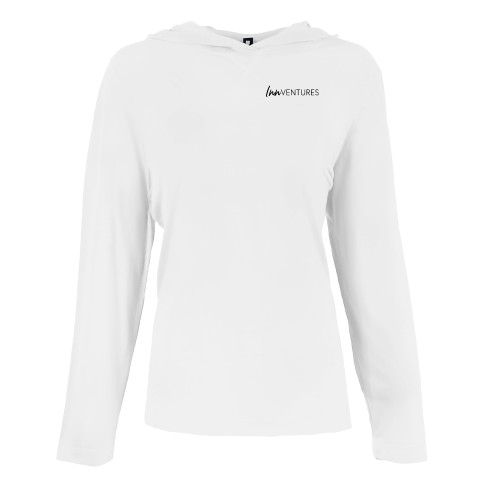 Womens White Long Sleeve Hooded Tee-InnVentures