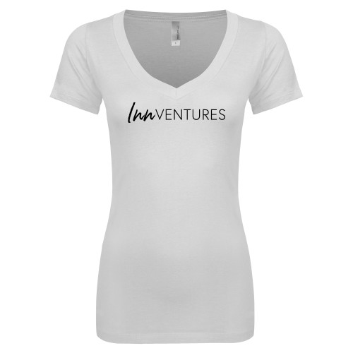 Next Level Womens White Ideal V Tee-InnVentures