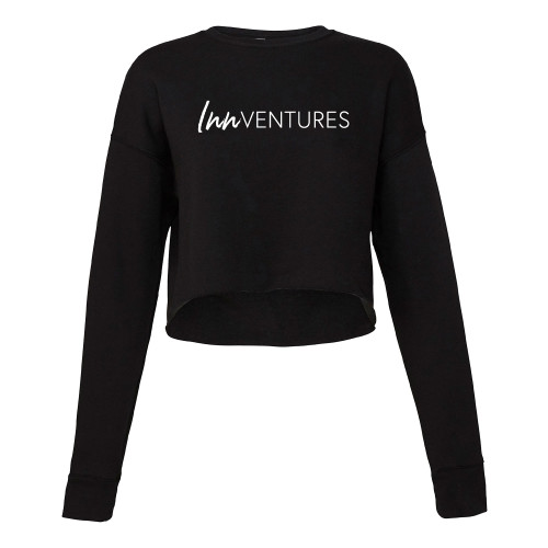 Bella + Canvas Womens Black Cropped Fleece Crew-InnVentures