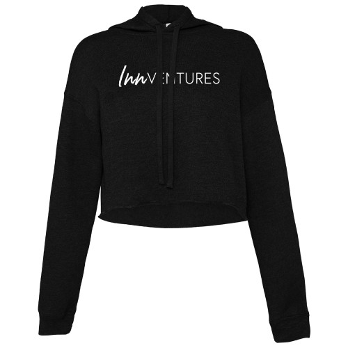Bella + Canvas Womens Black Cropped Fleece Hood-InnVentures