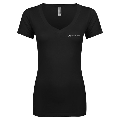 Next Level Womens Black Ideal V Tee-InnVentures