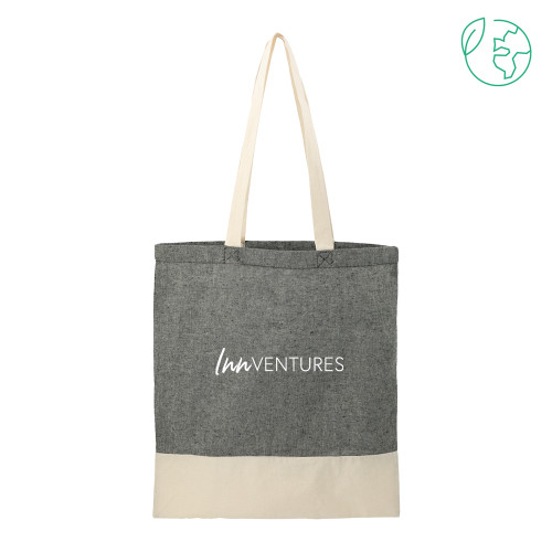 Split Recycled Black Cotton Twill Convention Tote-InnVentures