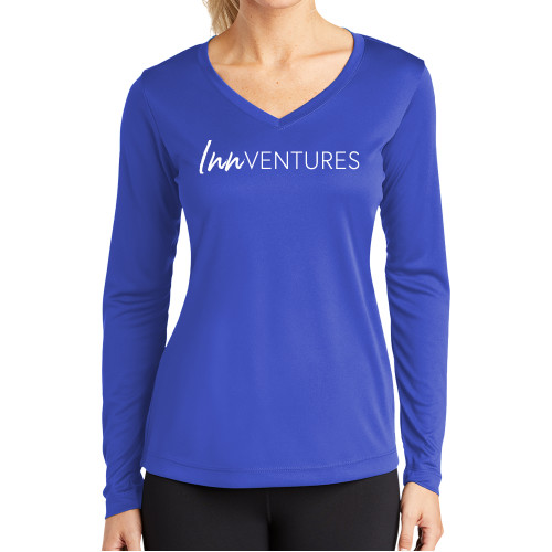 Womens Royal Performance Long Sleeve V Neck Shirt-InnVentures