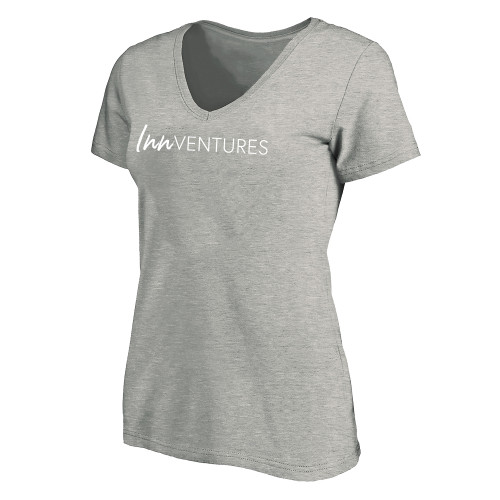 Womens Plus Heather Grey V Neck T Shirt-InnVentures - PLUS