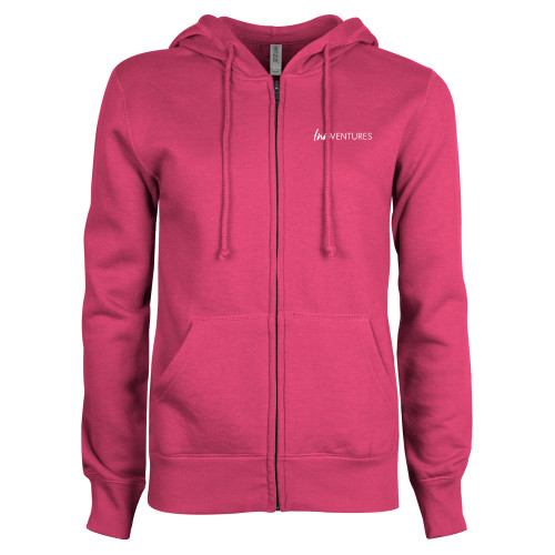 ENZA Womens Fuchsia Fleece Full Zip Hoodie-InnVentures