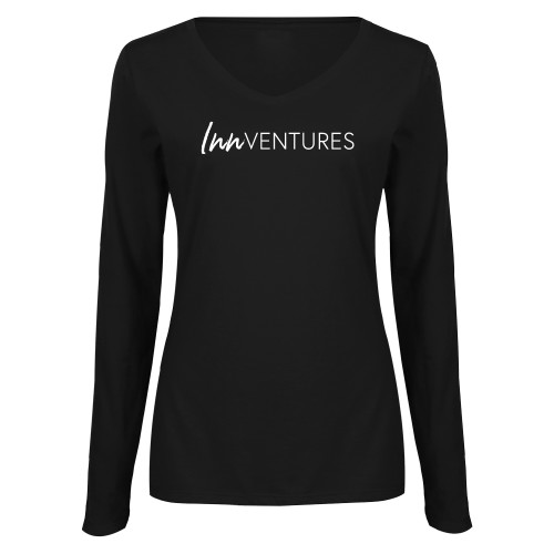 Womens Black Long Sleeve V Neck Tee -InnVentures
