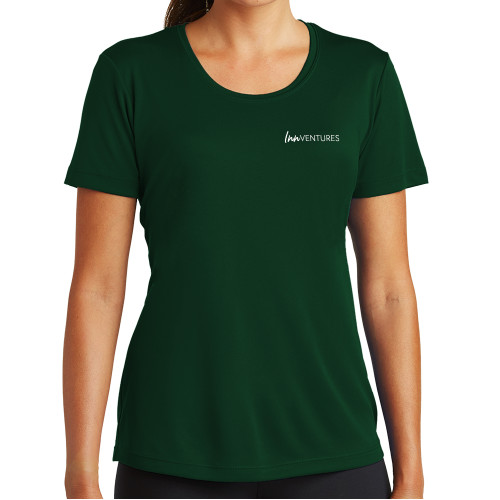 Womens Dark Green Performance Short Sleeve Tee-InnVentures