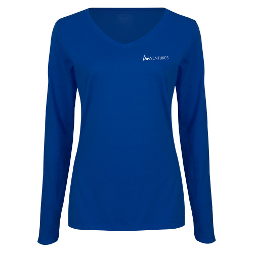 Womens Royal Long Sleeve V Neck Tee -InnVentures
