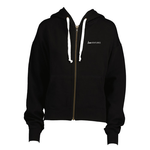 ENZA Womens Black Boxy Full Zip Hood-InnVentures