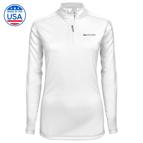 Syntrel Womens White Interlock 1/4 Zip-InnVentures