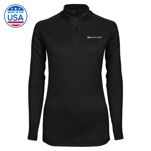 Syntrel Womens Black Interlock 1/4 Zip-InnVentures
