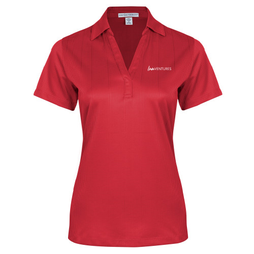 Womens Red Performance Fine Jacquard Polo-InnVentures