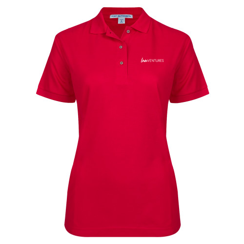 Womens Silk Touch Red Pique Polo-InnVentures