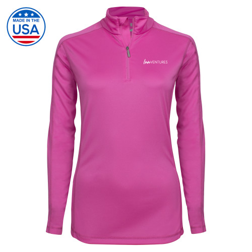 Syntrel Womens Raspberry Interlock 1/4 Zip-InnVentures