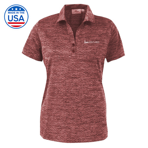 Womens Maroon Honeycomb Jacquard Polo-InnVentures