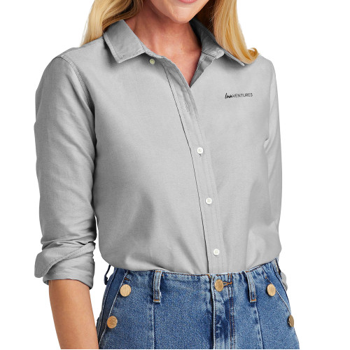 Brooks Brothers Womens Windsor Grey Casual Oxford Cloth Shirt-InnVentures
