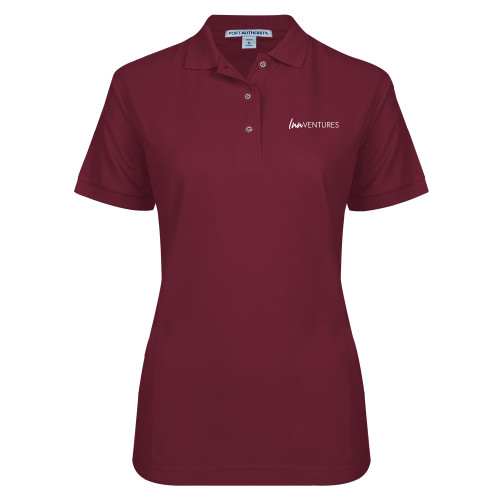 Womens Silk Touch Maroon Pique Polo-InnVentures