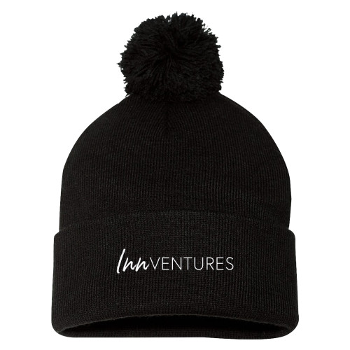 Sportsman Black Pom Pom Cuffed Beanie-InnVentures