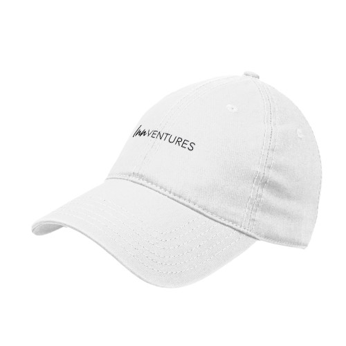 White Unstructured Adjustable Low Profile Hat-InnVentures