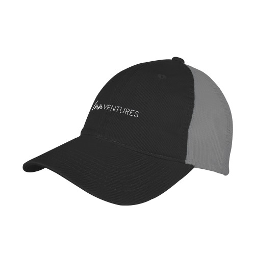 Black/Charcoal Mesh Back Unstructured Low Profile Hat-InnVentures