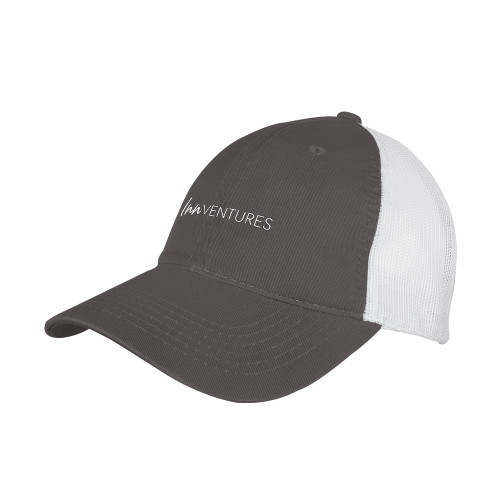Charcoal/White Mesh Back Unstructured Low Profile Hat-InnVentures