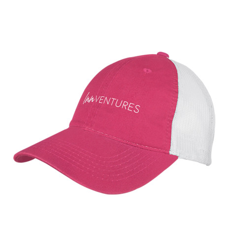 Fuchsia/White Mesh Back Unstructured Low Profile Hat-InnVentures