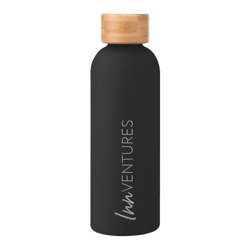 Blair Black Stainless Steel Bottle w/ Bamboo Lid 17 oz-InnVentures Engraved