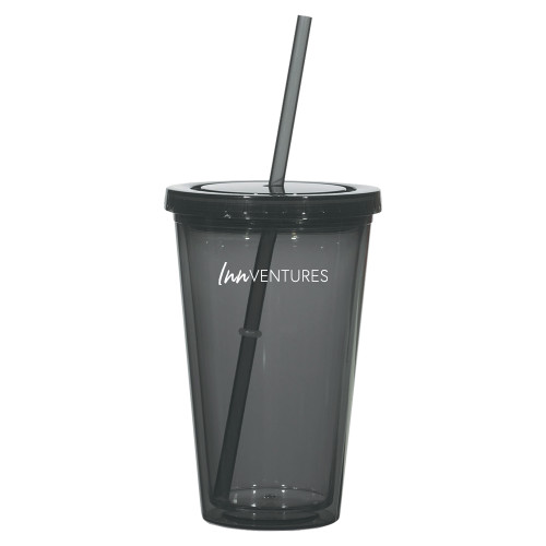 Madison Double Wall Charcoal Tumbler w/Straw 16oz-InnVentures