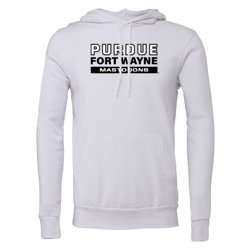 Bella + Canvas White Fleece Hood - Purdue University Fort Wayne Mastodons Secondary Wordmark