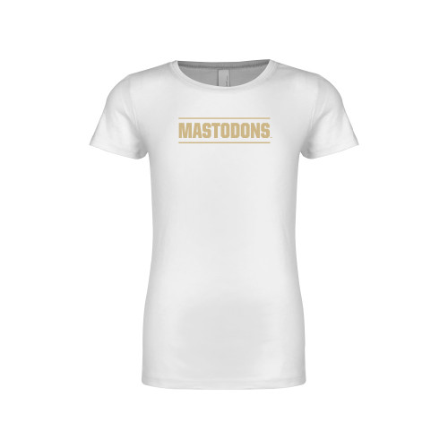  Next Level Girls White Fashion Fit T Shirt - Mastodons Wordmark