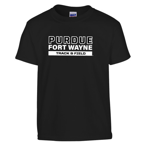  Youth Black T Shirt - Purdue University Fort Wayne Track and Field