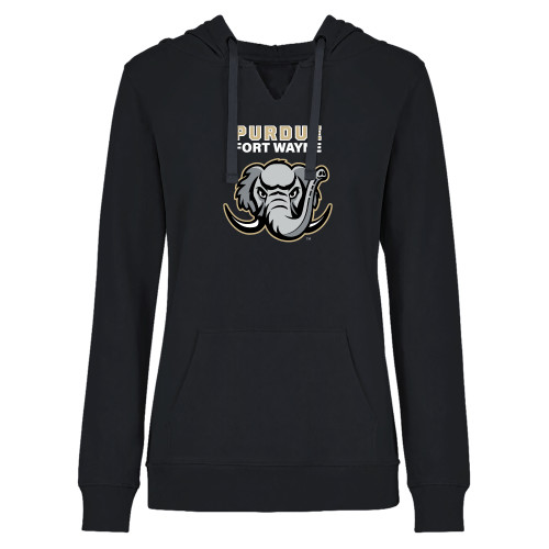  Womens Plus Black Hoodie - Purdue University Fort Wayne Primary Athletic Mark