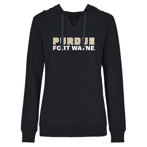  Womens Plus Black Hoodie - Purdue University Fort Wayne Primary Athletic Wordmark