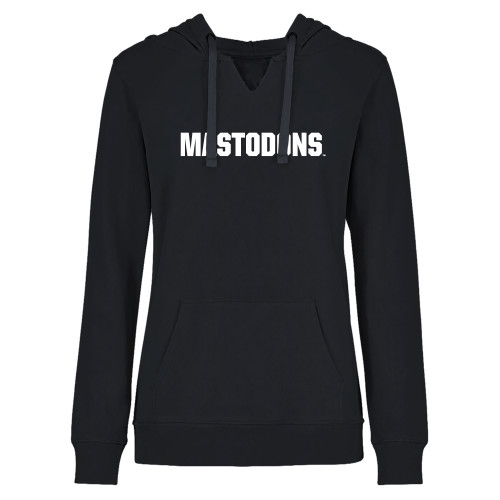  Womens Plus Black Hoodie - Mastodons Secondary Wordmark