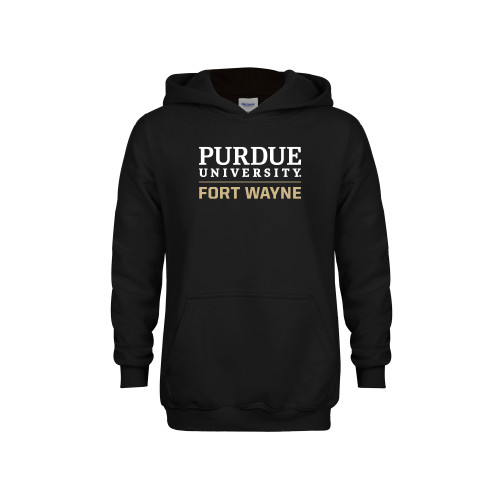  Youth Black Fleece Hoodie - Purdue University Fort Wayne Primary Institutional Mark