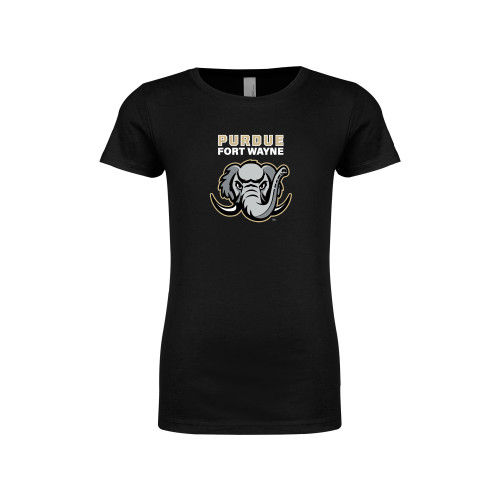  Next Level Girls Black Fashion Fit T Shirt - Purdue University Fort Wayne Primary Athletic Mark