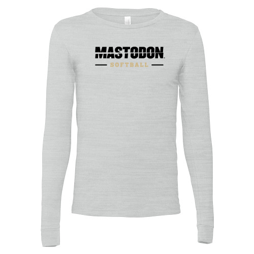  Bella + Canvas Ash Grey Jersey Cotton Long Sleeve T Shirt - Split Mastodon Softball