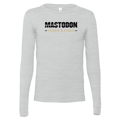  Bella + Canvas Ash Grey Jersey Cotton Long Sleeve T Shirt - Split Mastodon Track and Field