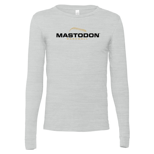  Bella + Canvas Ash Grey Jersey Cotton Long Sleeve T Shirt - Purdue University Fort Wayne Baseball Graphic