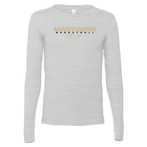  Bella + Canvas Ash Grey Jersey Cotton Long Sleeve T Shirt - Purdue University Fort Wayne Basketball Graphic