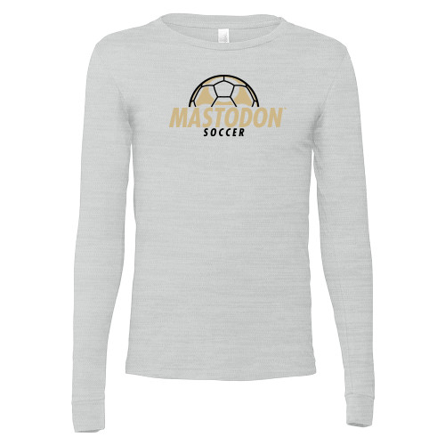  Bella + Canvas Ash Grey Jersey Cotton Long Sleeve T Shirt - Purdue University Fort Wayne Soccer Graphic