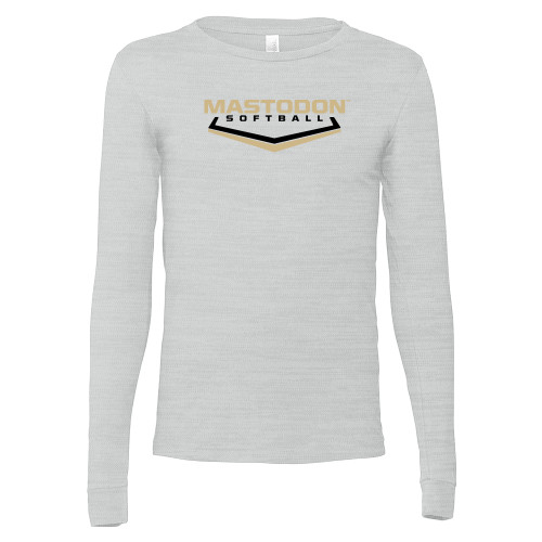  Bella + Canvas Ash Grey Jersey Cotton Long Sleeve T Shirt - Purdue University Fort Wayne Softball Graphic